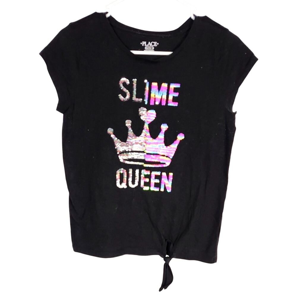 Children’s Place Slime Queen Flip Sequin Tee • Size 16 XXL Girls • EUC